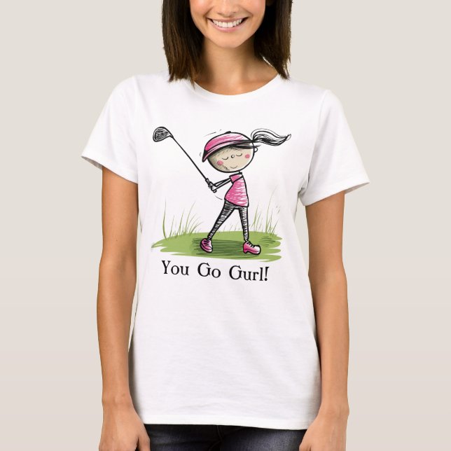 Personalized Women’s Golf Tee –Cartoon Lady Golfer (Front)