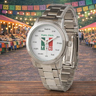 Personalized Women’s Mexico Flag Numbers  Watch