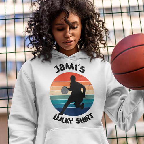Personalized Womens Basketball Sunset Silhouette Hoodie