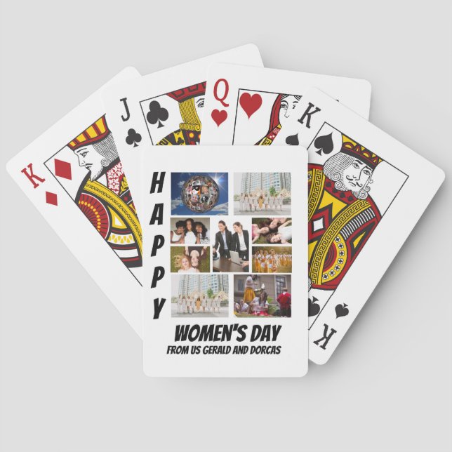 Personalized Women's Day  9 Photo Collage  Poker Cards (Back)