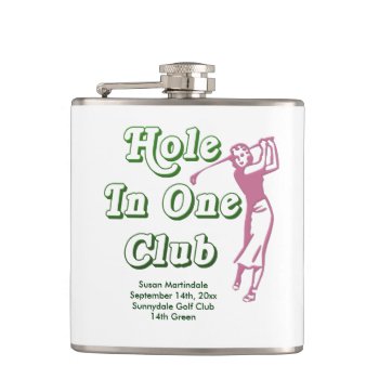 Personalized Womens Golf Hole In One Memento Hip Flask by cowboyannie at Zazzle