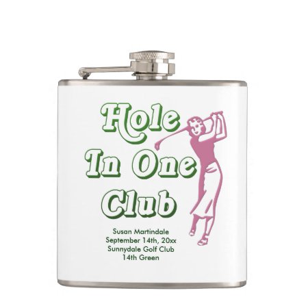 Personalized Womens Golf Hole In One Memento Hip Flask