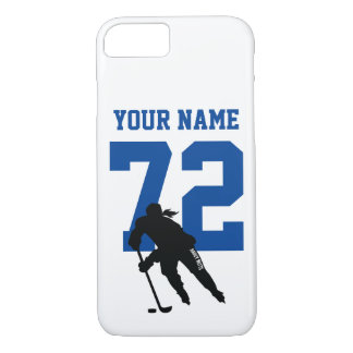 Personalized Womens Hockey Player Name Number Blue iPhone 8/7 Case