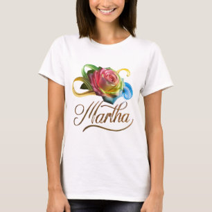 Personalized Women's T-Shirt with Colorful Rose