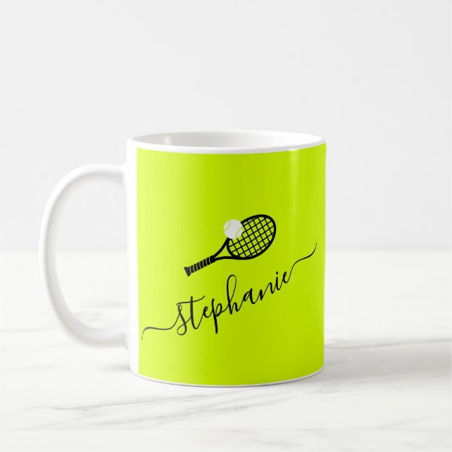 Personalized Womens Tennis Monogram Coffee Mug (Left)