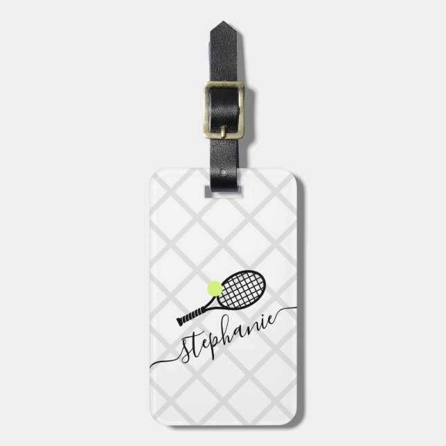 Personalized Womens Tennis Monogram Luggage Tag (Front Vertical)