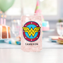 Personalized  Wonder Woman | Circle & Stars Logo Can Glass