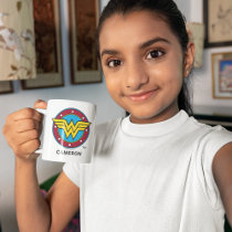 Personalized Wonder Woman | Circle & Stars Logo Two-Tone Coffee Mug