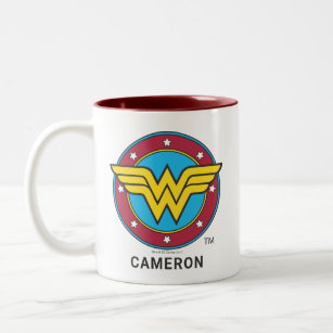 Mother's Day Gift Set with Wonder Woman Stars Logo Mug and Pink Teddy Bear 