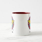 Personalized  Wonder Woman | Circle & Stars Logo Two-Tone Coffee Mug (Center)