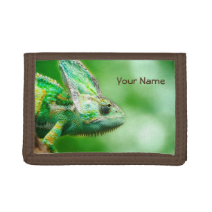 Personalized Wonderful Green Reptile Chameleon Tri-fold Wallet