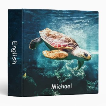 Personalized Wonderful Sea Turtle Ocean Life Binder by WonderfulPictures at Zazzle