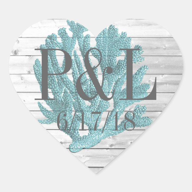 Personalized Wood and  Beachy Coral Stickers (Front)