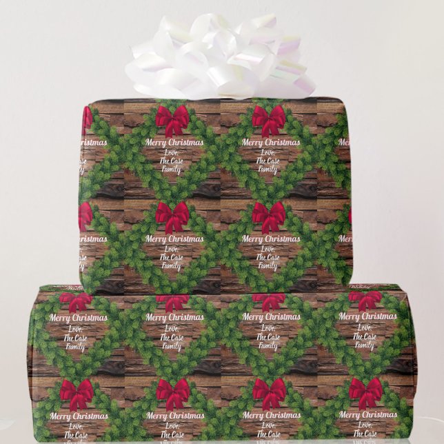 Personalized Wood and Garland Holiday Christmas Wrapping Paper (Creator Uploaded)