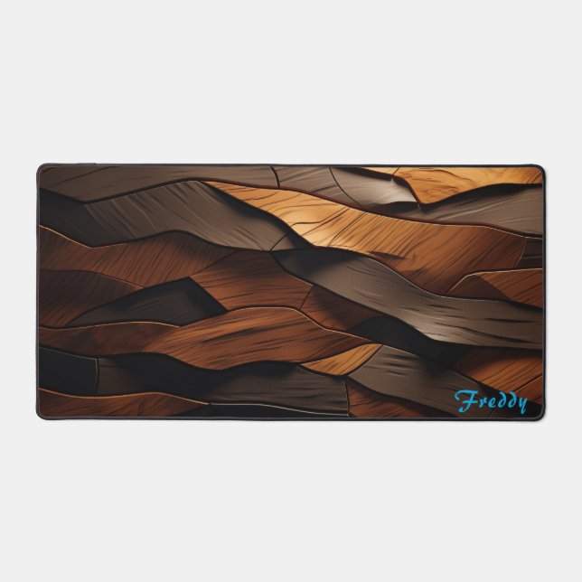 Personalized Wood Bark Panel Desk Mat (Front)