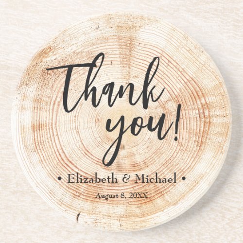 Personalized Wood bark rings custom Wedding thank  Coaster