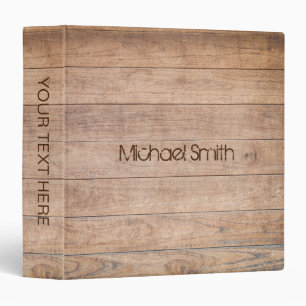 Personalized Wood Brown 3 Ring Binder