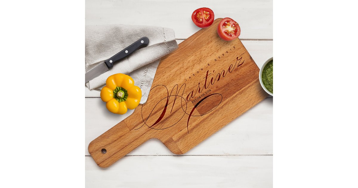 Personalized Wood Cutting Board w/Handle Zazzle