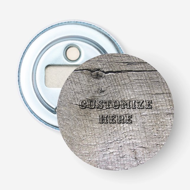 Personalized Wood Design Magnet Bottle Opener (Front)