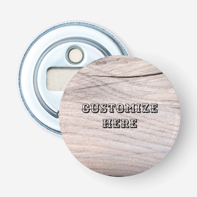 Personalized Wood Design Magnet Bottle Opener (Front)