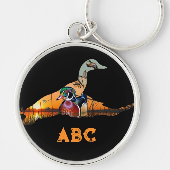 Personalized Wood Duck Key Chain, Duck Hunter Keychain (Front)
