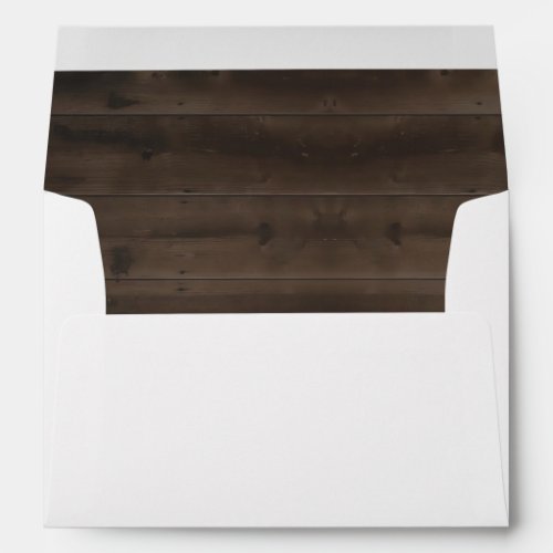 Personalized Wood Grain Background Envelope Liner - Beautiful dark wood lined envelope is the perfect complement for your rustic invitation.