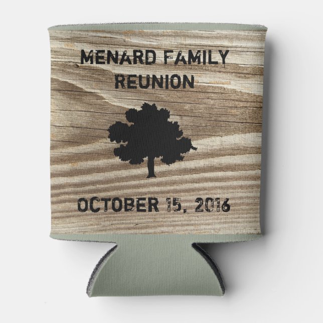 Personalized Wood Grain Can Coozy Holder Cooler (Front)
