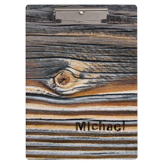 Personalized Wood Grain Pattern Clipboard (Front)