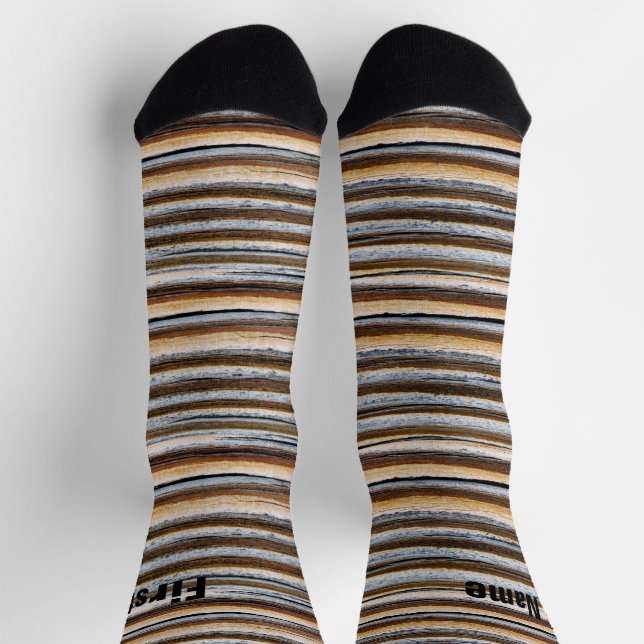 Personalized Wood Grain Stripes Socks (Top)