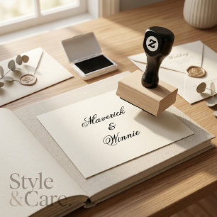 Personalized Wood Handle Stamp with Couple’s Name