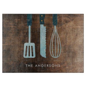 Personalized Kitchen Utensils Family Name Cutting Board