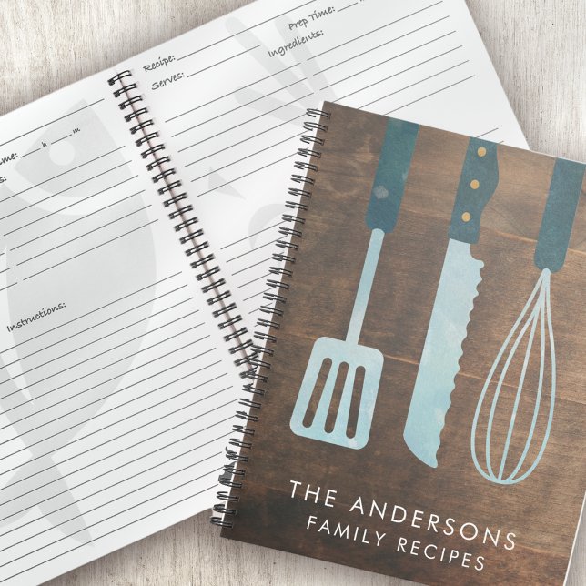 Personalized Wood Kitchen Utensils Recipe Book (Creator Uploaded)