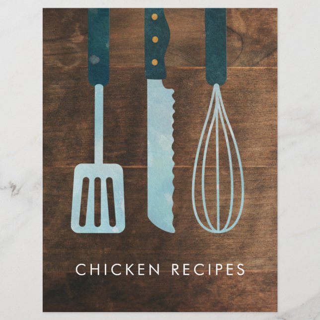 Personalized Wood Kitchen Utensils Recipe Divider (Front)