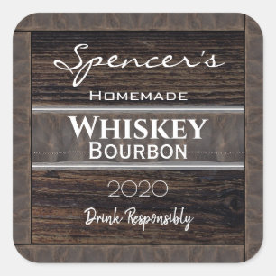 Personalized Wood & Leather Square Sticker