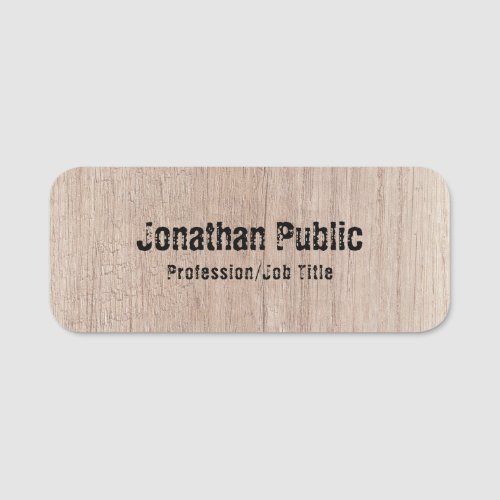 Personalized Wood Look Distressed Text Template Name Tag