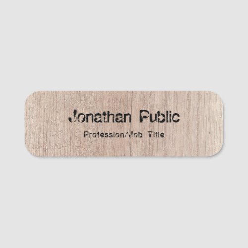 Personalized Wood Look Distressed Text Template Name Tag