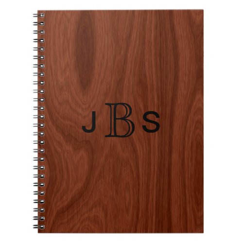 Personalized Wood Look  Monogrammed Initials Notebook