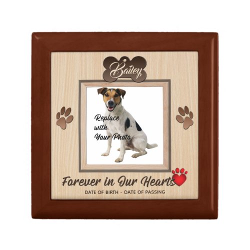 Personalized Wood Look Pet Memorial Jewelry Box