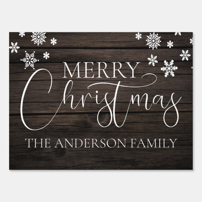 Personalized Wood Merry Christmas Greeting Sign (Front)