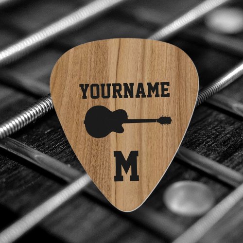 Personalized Wood Monogram Guitar Pick