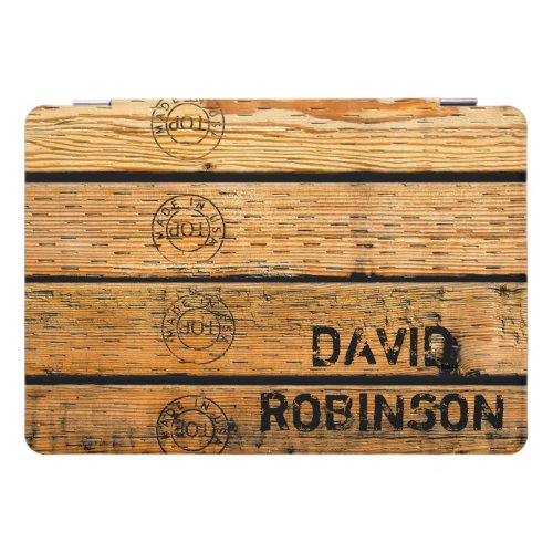 Personalized _ Wood Planks Stamped w Made in USA iPad Pro Cover