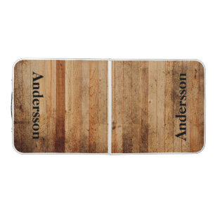 Personalized Wood Rustic Country Brown Black Beer Pong Table