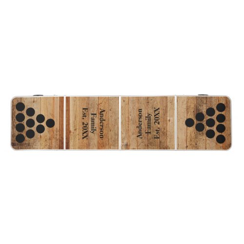 Personalized Wood Rustic Country Brown Black  Beer Pong Table