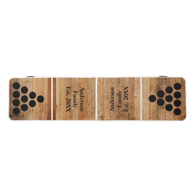 Personalized Wood Rustic Country Brown Black  Beer Pong Table (Top)