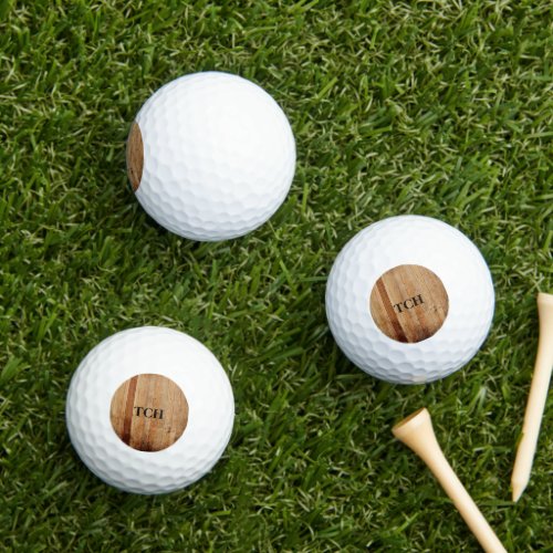 Personalized Wood Rustic Country Brown Black  Golf Balls