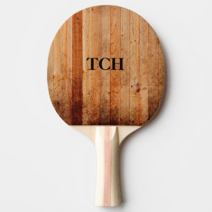 Personalized Wood Rustic Country Brown Black Ping Pong Paddle