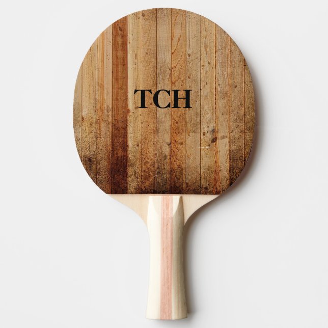 Personalized Wood Rustic Country Brown Black  Ping Pong Paddle (Front)