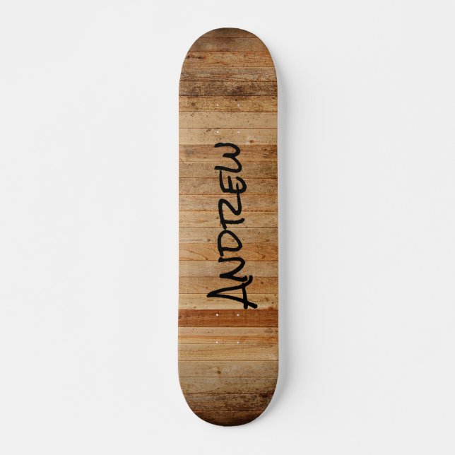 Personalized Wood Rustic Country Brown Black   Skateboard (Front)