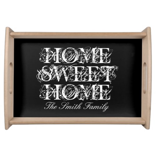 Personalized wood serving tray with elegant design