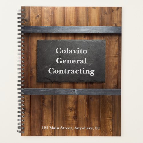 Personalized Wood  Slate Business Planner